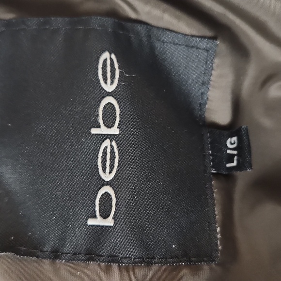 Stylish Women's Long Hooded Puffer Jacket by bebe Size L Green - Picture 7 of 13